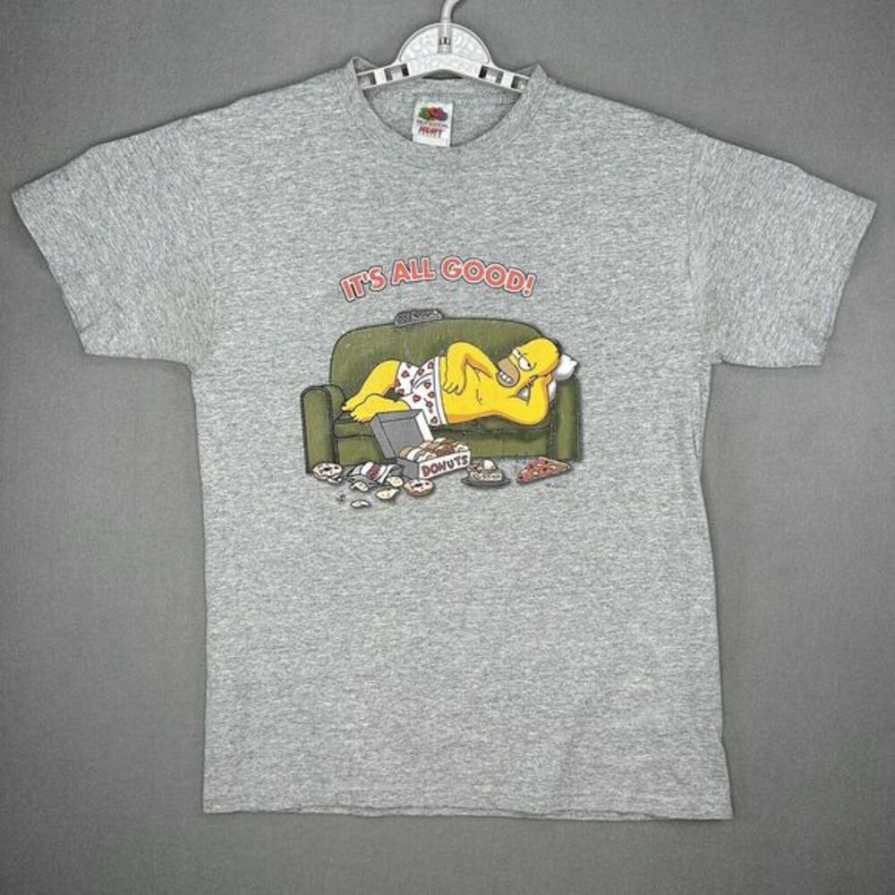 Fruit‎ of the Loom Heavy T Shirt Medium Homer It's All Good Simpsons Y2K Donuts